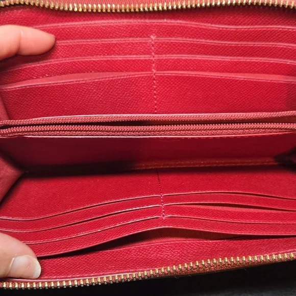 COACH RED LONG ZIP WALLET - Picture 6 of 11